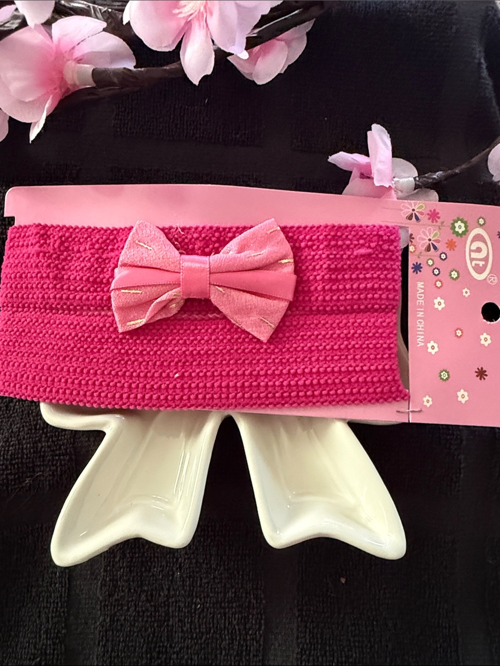 Bright Pink Knit Bow Headband for Girls - Kids Accessories
